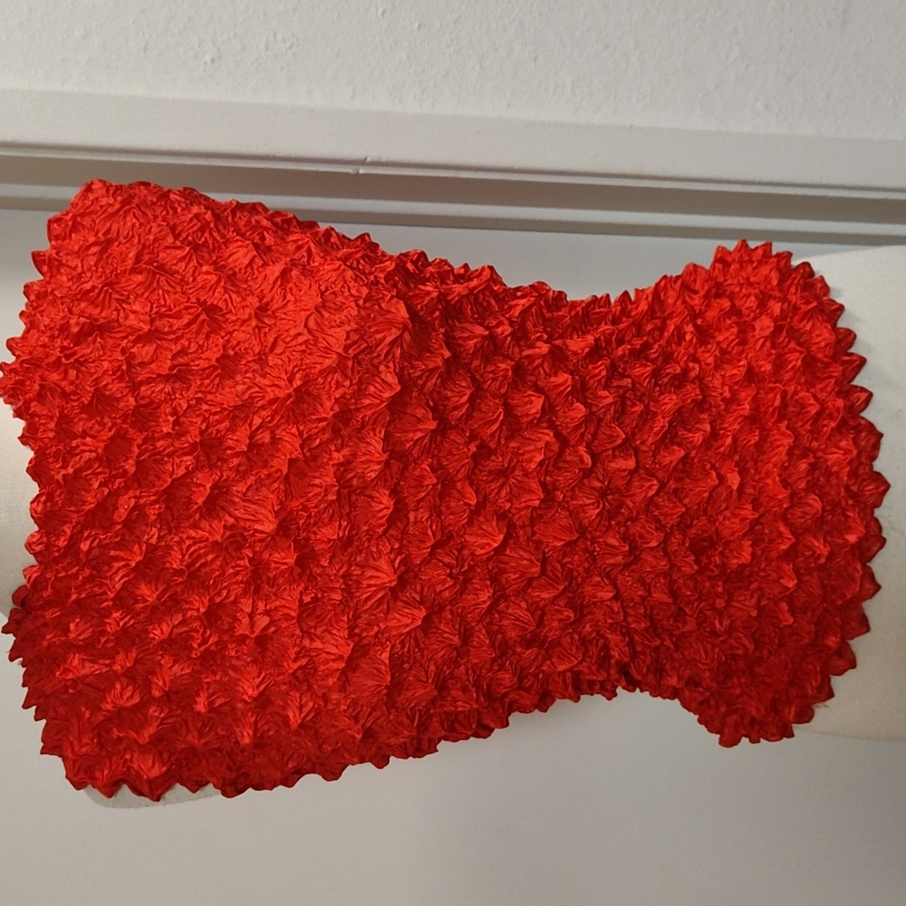 Orange Acetate Crinkle Stretch Tank Top OS